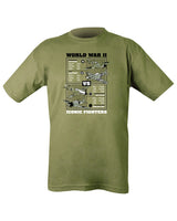 WWII Iconic Fighters T-shirt - Olive Green