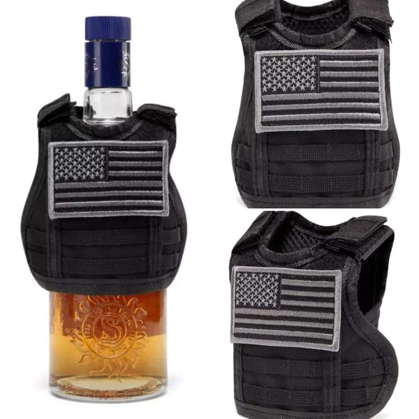 Tactical Beer Molle Vest Beverage Koozie Black